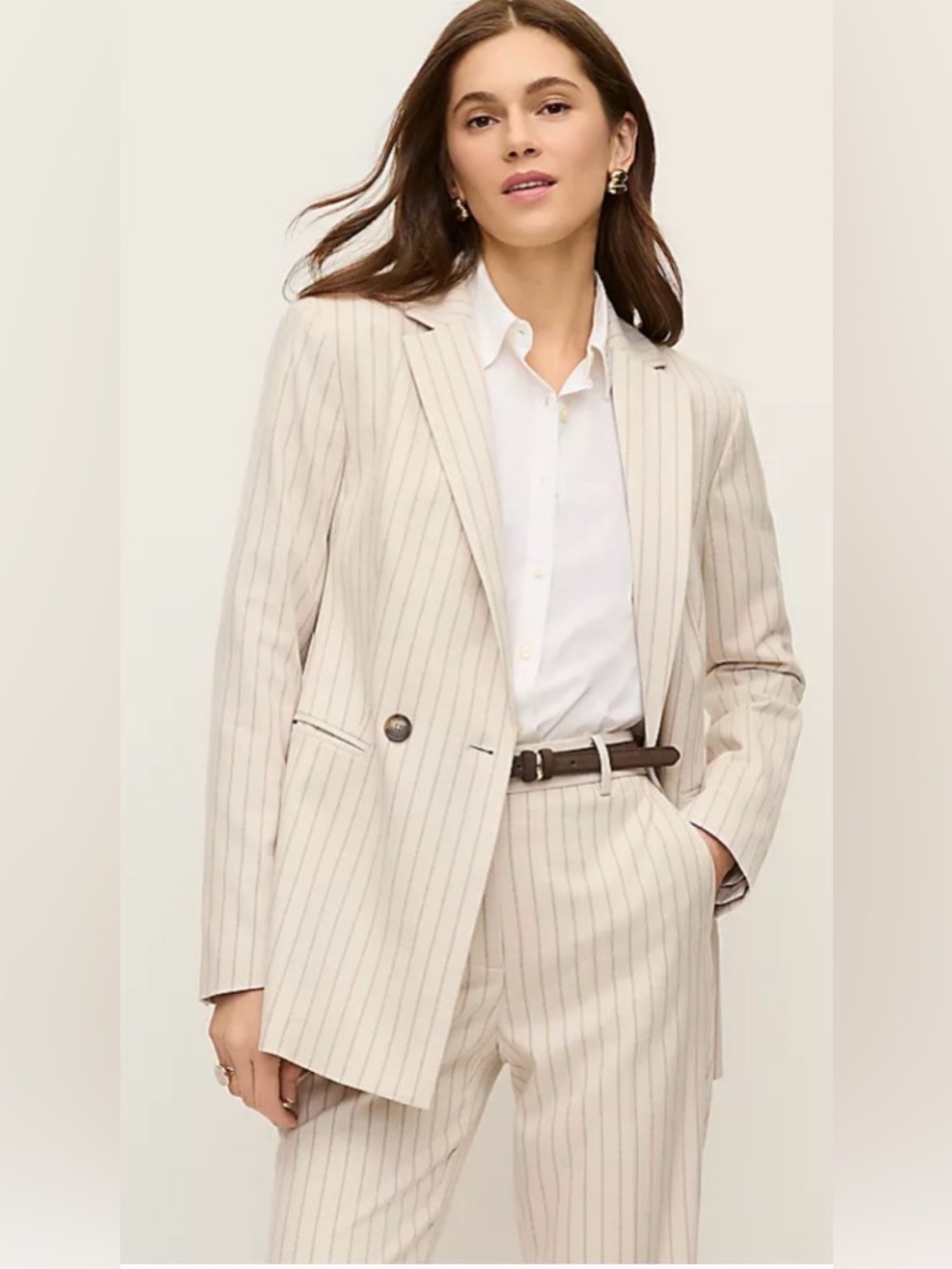 Ann Taylor Blazer Size 8 Pink Stripe Plaid Tailored Career Jacket